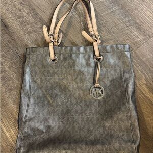 Michael Kors Charcoal and Tan Tote Bag